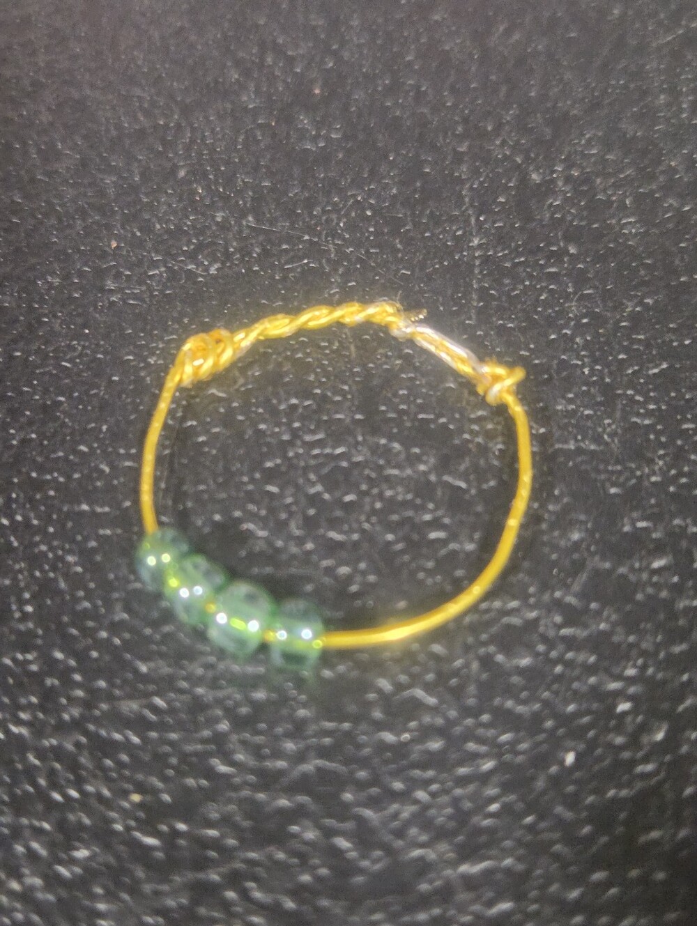 Handcrafted Gold Wire Women's Beaded Fidget Ring with Green Accent